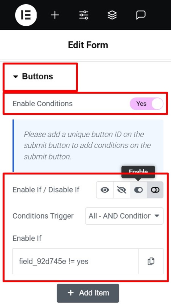 enable button condition