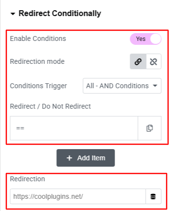 conditional redirection