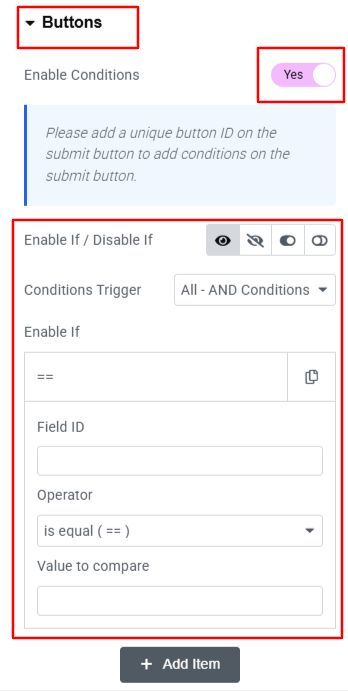 enable buttons condition