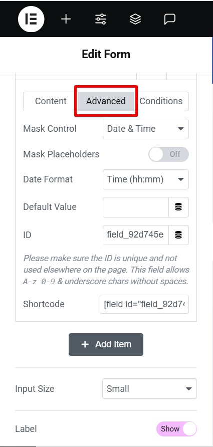 advance settings input masks