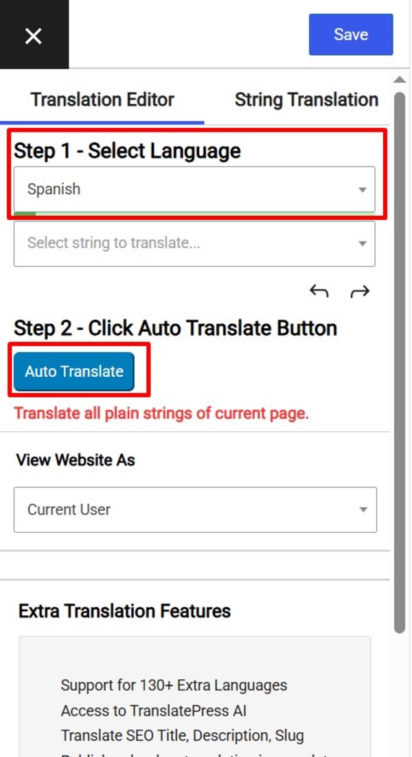 auto translate button