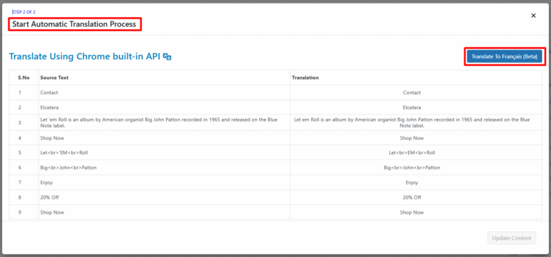 haz clic en traducir