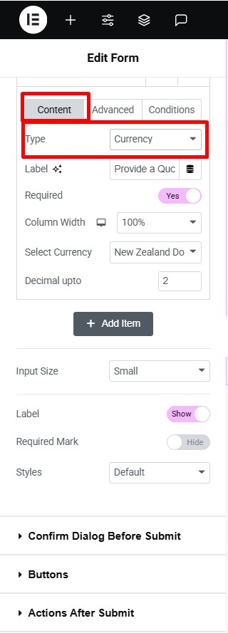 currency field