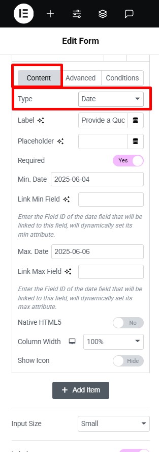 date type field