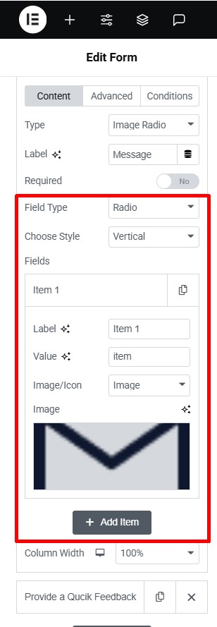 image radio customization