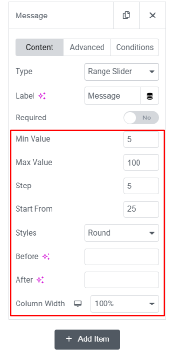 range slider customization