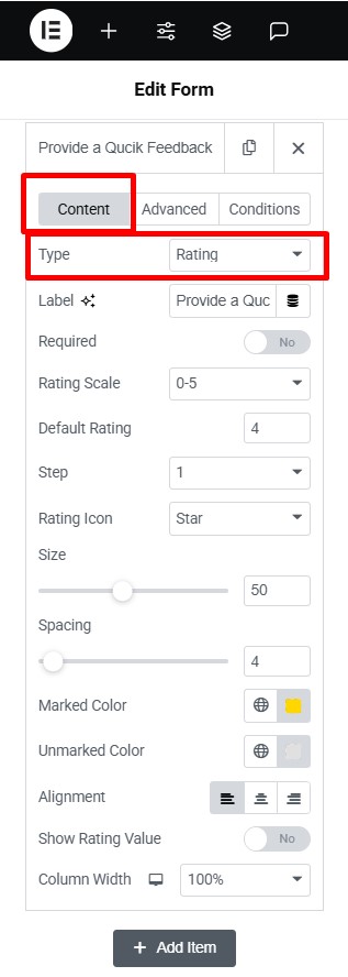 rating type field