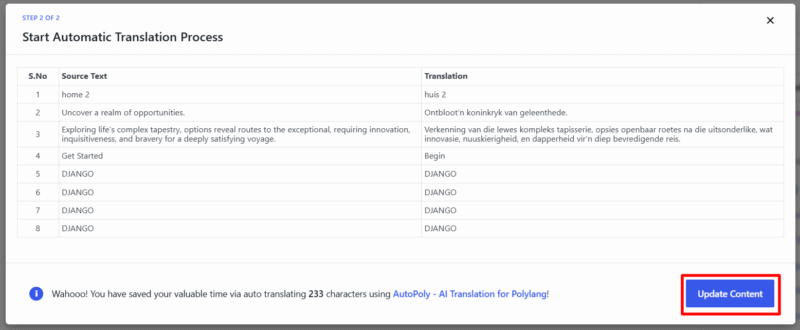 update yandex translate content