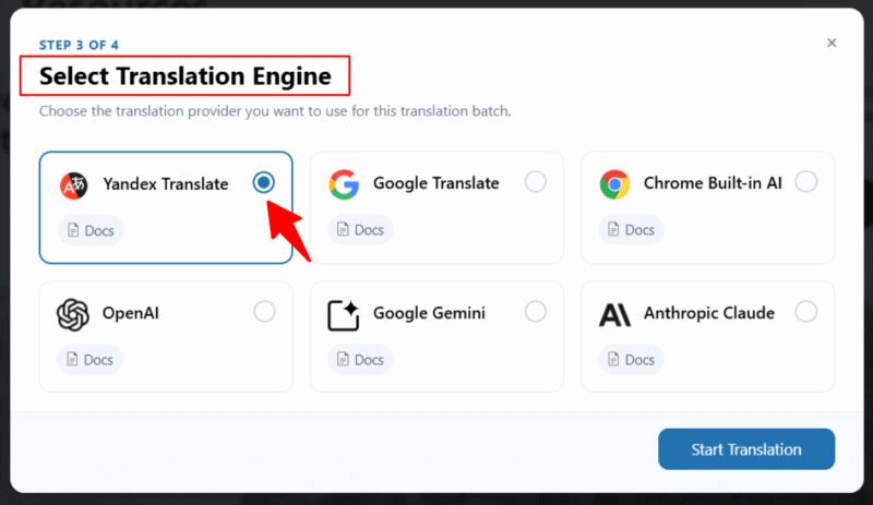 yandex translation provider