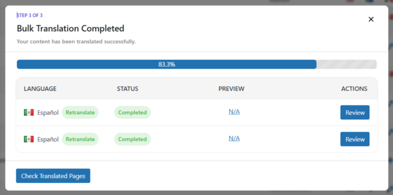 retranslate pages in bulk