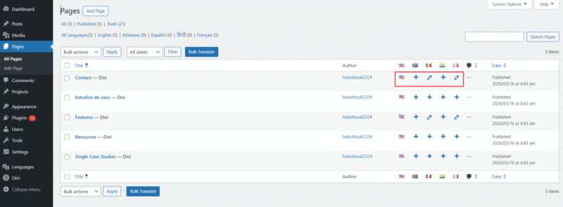 choose language divi