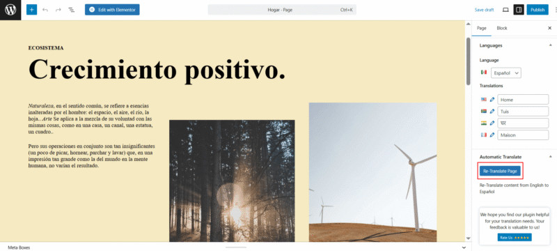click retranslate button