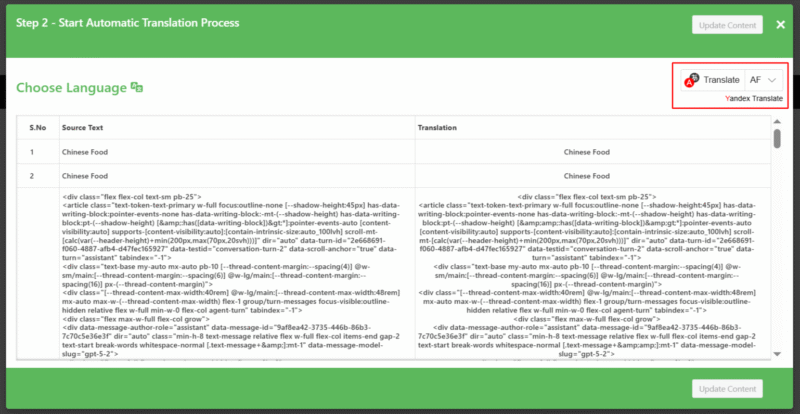 click translate button