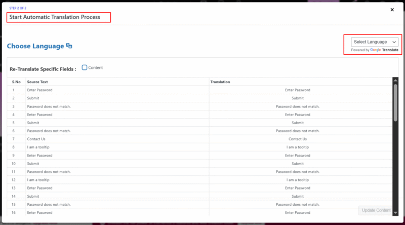retranslate elementor page