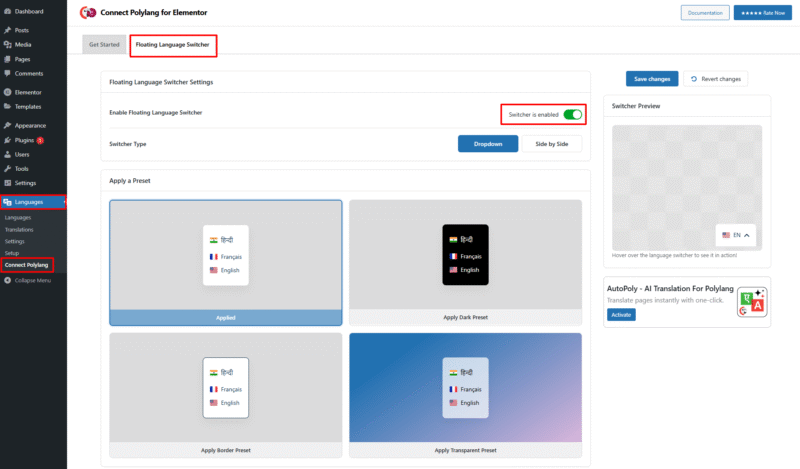 floating language switcher