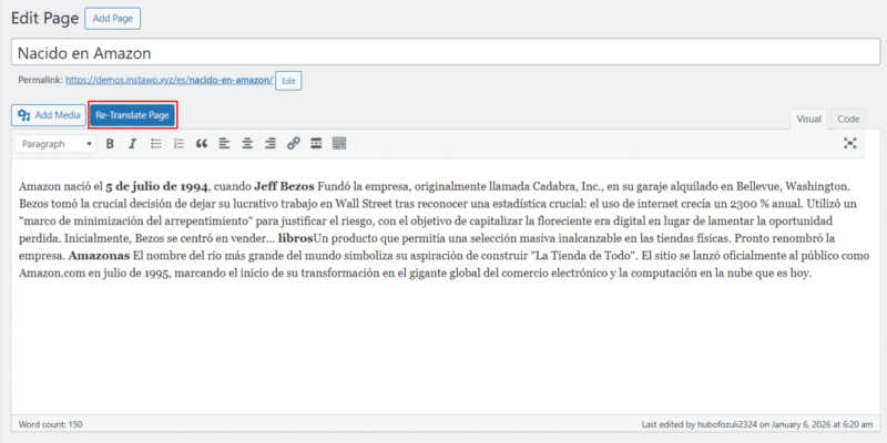 retranslate classic editor page
