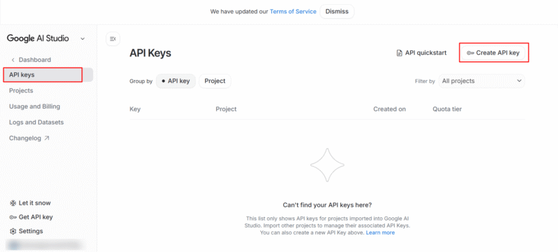 create gemini api key