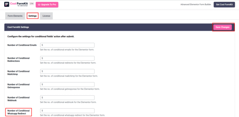 enter number of conditional whatsapp redirect