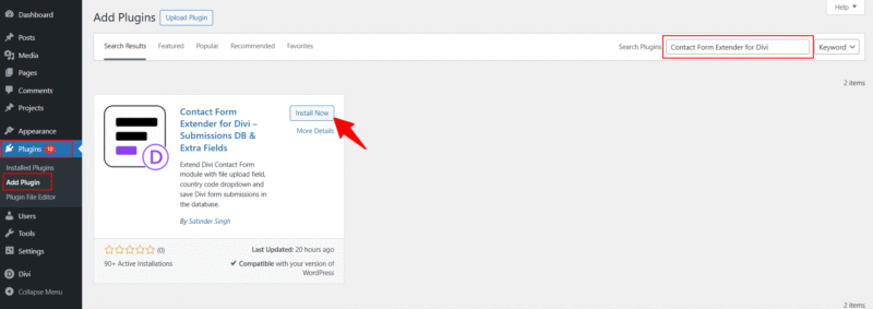 install Contact Form Extender for Divi