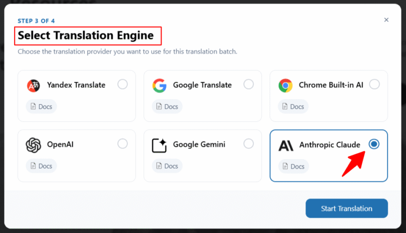 anthropic claude translate translatepress