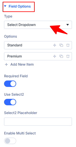 select dropdown option