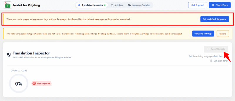 disabled scan website button